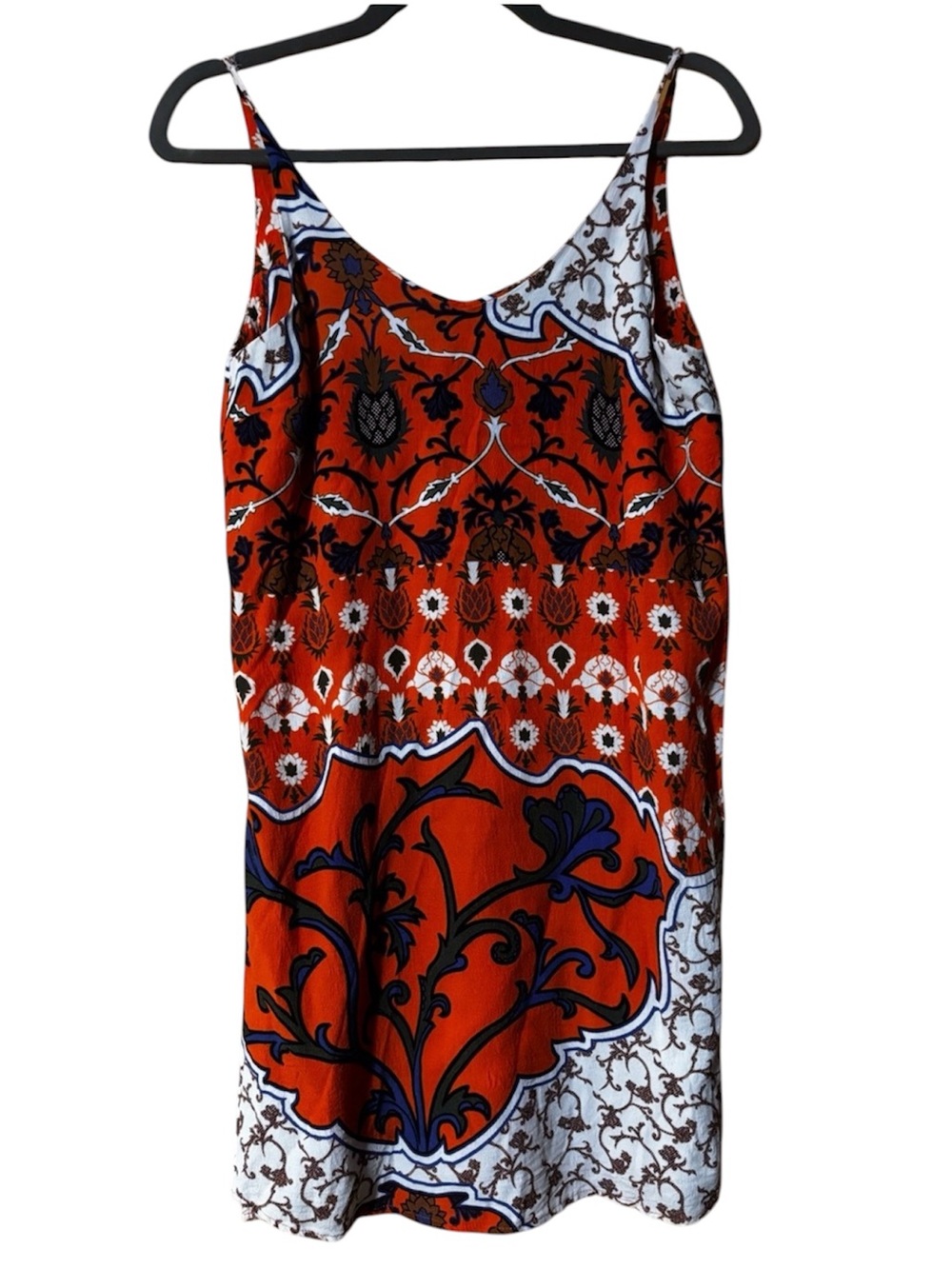 Topshop Orange Pineapple Floral Paisley Cami Mini Dress - Size 4